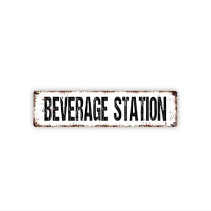 Beverage Station Sign | Metal Drink Station Wall Decor for Kitchen, Coffee Bar, Party, Office, Guest Area, Self Serve Setup afbeelding 1