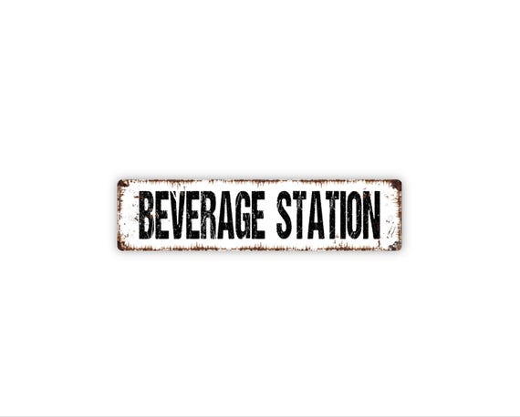 Beverage Station Sign | Metal Drink Station Wall Decor for Kitchen, Coffee Bar, Party, Office, Guest Area, Self Serve Setup