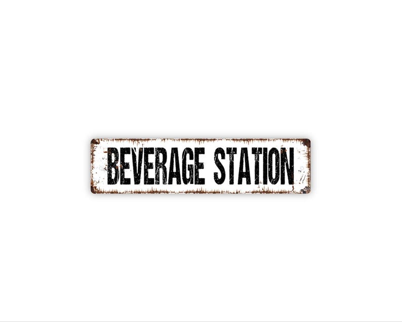 Beverage Station Sign | Metal Drink Station Wall Decor for Kitchen, Coffee Bar, Party, Office, Guest Area, Self Serve Setup afbeelding 1