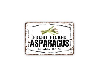 Fresh Picked Asparagus Locally Grown Sign | Farm Fresh Produce Sign | Metal Farmers Market Sign |  Garden Canvas | Rustic Farmhouse