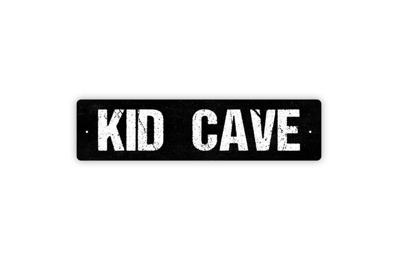 Kid Cave Sign | Metal Wall Decor for Playroom, Bedroom, Game Room, Kids Hangout Space | Fun Kids Only Cave Sign image 4
