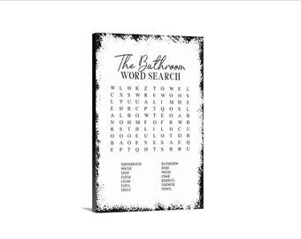 The Bathroom Word Search Sign | Funny Restroom Game Wall Decor | Interactive Bathroom Humor Art | Metal Or Canvas Sign