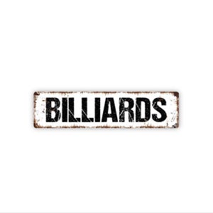 Billiards Sign Metal Wall Sign Pool Table Room Decor Game Room Man Cave Bar Lounge Wall Art Pub Decor