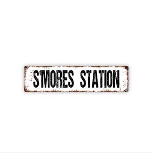 S’mores Station Sign | Camping Party Metal Sign | Fire Pit, Cabin, Backyard, or Outdoor Kitchen Decor | Multiple Sizes