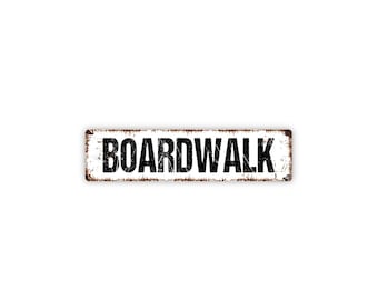 Boardwalk Sign | Metal Coastal Wall Decor for Beach House, Patio, Pool Area, Lake House | Classic Seaside Boardwalk Style