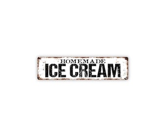 Homemade Ice Cream Sign | Vintage Kitchen Wall Decor | Metal Sign for Ice Cream Shop, Parlor, or Summer Home