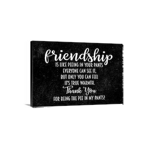 Friendship Is Like Peeing In Your Pants Sign | Funny Friendship Quote | Humor Wall Decor | Best Friend Gift | Metal Sign or Canvas