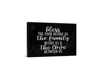 Bless The Food Before Us Sign | Family Prayer Wall Art | Dining Room Blessing Decor | Farmhouse Home Sign | Metal Sign or Canvas Wall Art