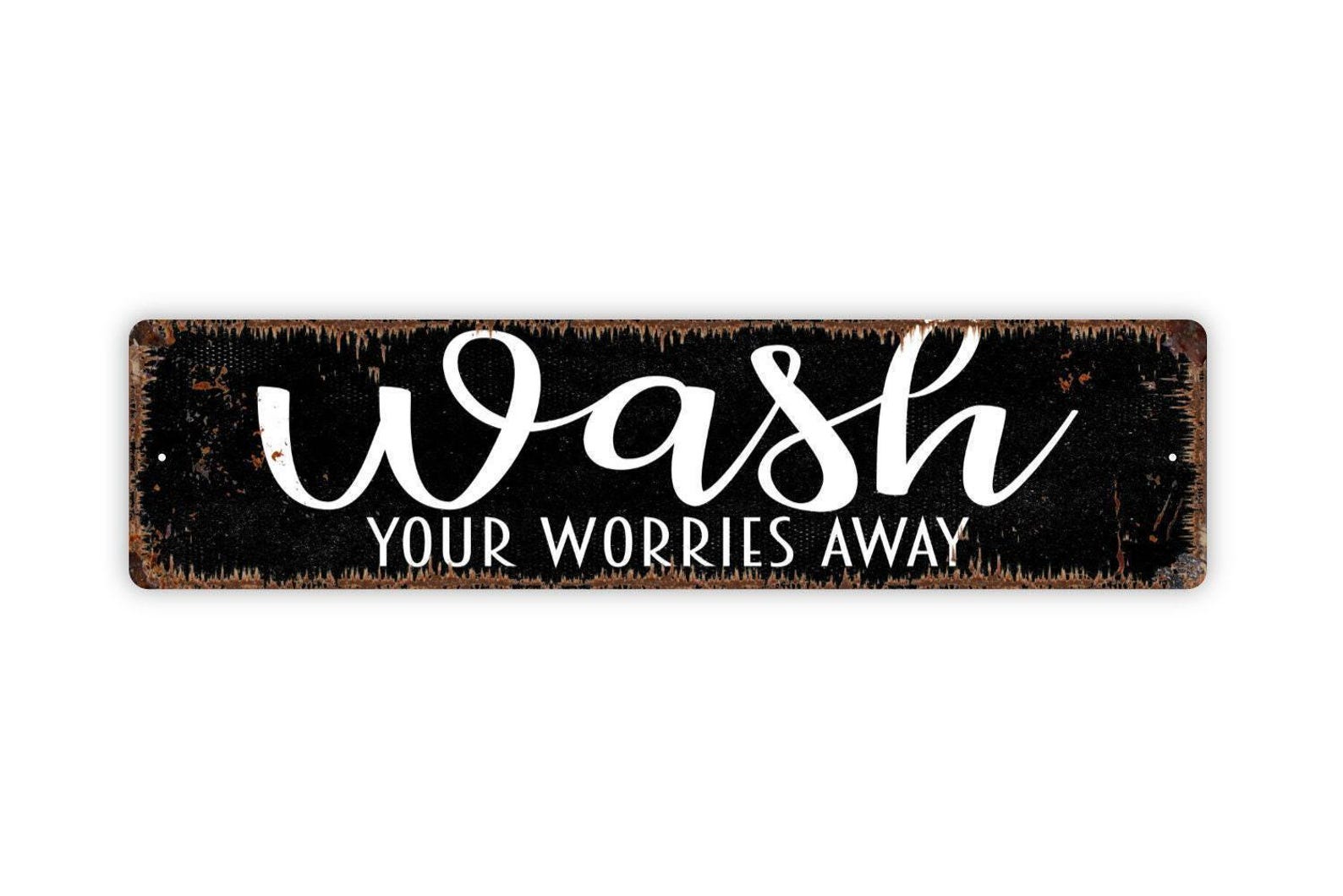 Wash Your Worries Away Sign - Bathroom Laundry Room Wall Decor ...