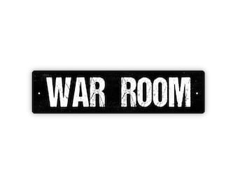 War Room Sign - Rustic Metal Street Sign or Door Name Plate Plaque