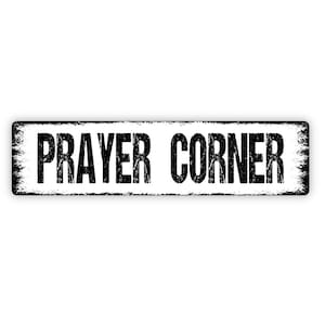 Prayer Corner Sign - War Room Rustic Metal Street Sign or Door Name Plate Plaque
