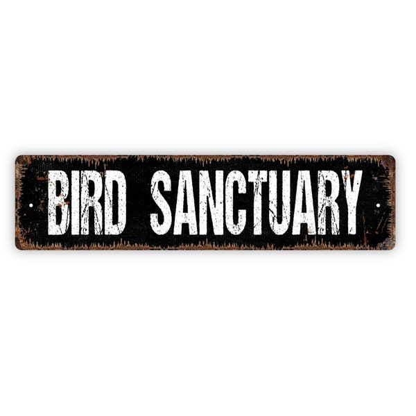 Bird Sanctuary Sign - Apiary Bird Feeder Nest Birdhouse Garden Rustic Street Metal Sign or Door Name Plate Plaque