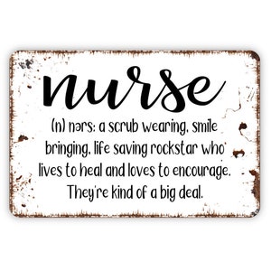 Nurse Definition Sign - Farmhouse Wall Decor Modern Wall Art Metal Sign