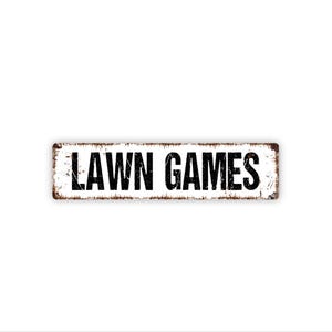 Lawn Games Sign | Metal Outdoor Wall Decor for Backyard, Party Area, Patio, Yard Games Zone | Family Fun Outdoor Sign
