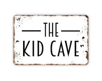 The Kid Cave Sign | Personalized Kids Room Wall Decor | Children Playroom Name Sign | Metal Sign Or Magnet Gift