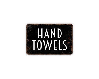 Letrero metálico para toallas de mano / Decoración de pared para baño / Letrero para baño de visitas / Detalle para tocador / Decoración para lavadero