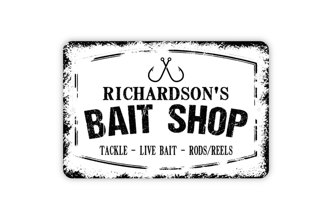 Bait Shop Street Sign Live Fish Fishing Tackle Vintage Retro