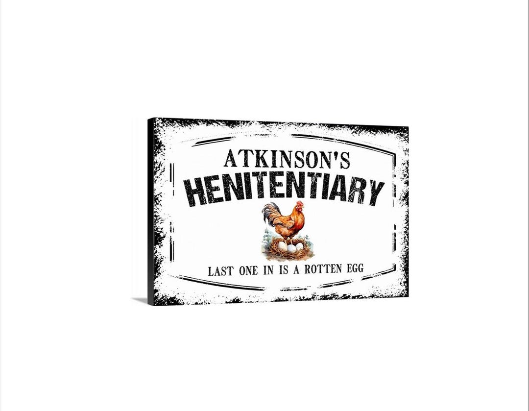 Personalized Henitentiary Sign | Custom Chicken Coop Wall Decor Metal ...
