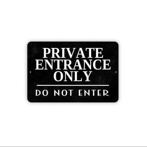 Entrada privada únicamente. No entrar. Letrero metálico de baño. Letrero magnético de entrada a la oficina/negocio. Aviso de puerta sin acceso. Seguridad.