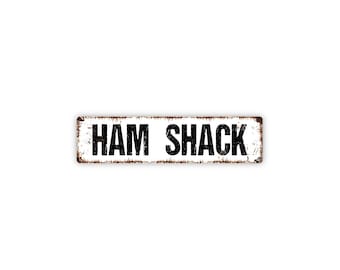 Ham Shack Sign – Amateur Radio Operator Station Wall Decor – Rustic Farmhouse Ham Radio Room Sign – Metal Sign