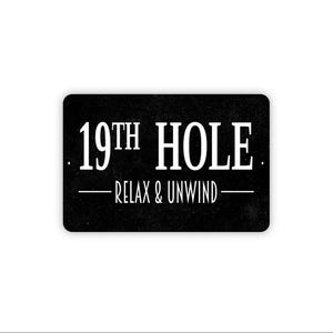 19th Hole Sign | Funny Golf Bar Wall Decor Metal Sign or Magnet Golf Humor Art for Man Cave, Bar, Garage