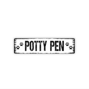 Potty Pen Sign With Paw Prints | Dog Potty Area Yard Sign | Pet Bathroom Training Decor | Outdoor Dog Zone Sign