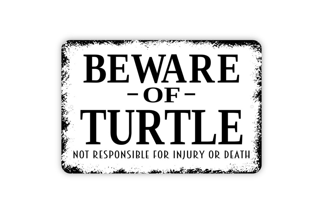 Deerts Schild 'Beware Of Attack Turtle' – Witziges Alu-Schild Für Garten & Haus