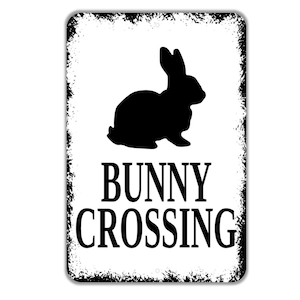 Bunny Crossing Sign - Rabbit Metal Wall Art - Indoor or Outdoor