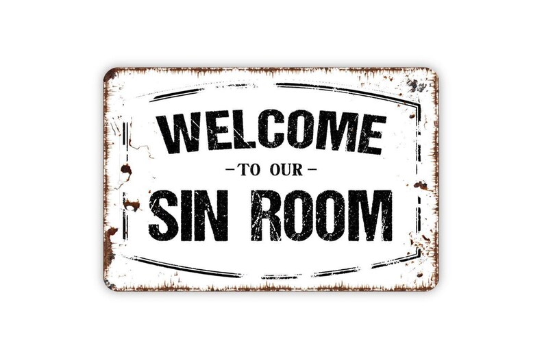 Sin Room Welcome to Our Sin Room Sign | Poker Game Room Wall Sign | Rustic Bar ...