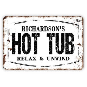 Personalized Hot Tub Sign - Custom Spa Metal Wall Art Indoor Or Outdoor