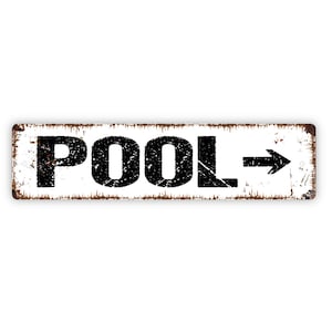 Swimming Pool With Right or Left Arrow Sign - Rustic Custom Metal Street Sign or Door Name Plate Plaque