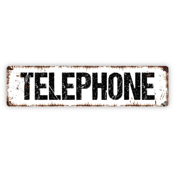 Telephone Sign - Phone Office Call Business Lobby Reception Rustic Street Metal Sign or Door Name Plate Plaque