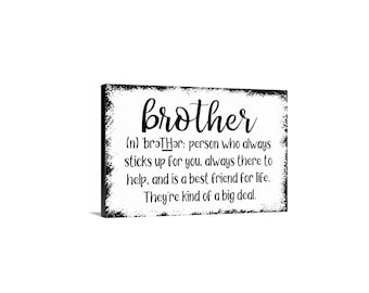 Brother Definition Sign | Funny Family Quote Wall Decor | Metal Sign or Canvas Wall Art for Bedroom Office Living Room Gift