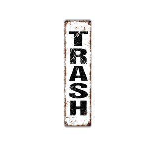 Vertical Trash Sign | Garbage Can Gift | Kitchen Office Utility Room Decor | Modern Vertical Waste Disposal Sign