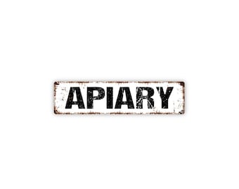 Apiary Metal Sign | Beekeeping Yard Sign for Bee Farm, Garden, Property Warning | Honey Bee Area Beekeeper Decor