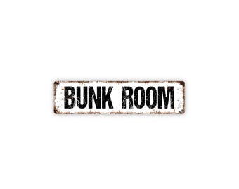 Bunk Room Sign | Metal Wall Decor for Cabin, Lake House, Camp, Kids Room | Rustic Sleeping Area Lodge Style Sign
