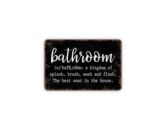 Bathroom Definition Sign | Funny Bathroom Wall Decor Metal Sign or Magnet Humor Definition Art for Guest Bathrooms, Restrooms