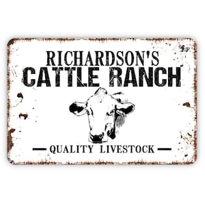 Personalized Cattle Ranch Sign - Custom Cow Metal Wall Art