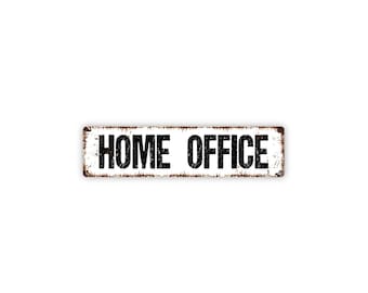 Home Office Sign | Rustic Work From Home Wall Decor | Office Desk Door Sign for Remote Workers or Study Room | Metal Sign