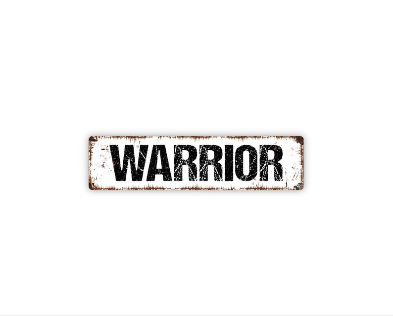 Warrior Sign | Strength Motivation Wall Art | Faith Focus Mindset Decor | Prayer Room Office Gym Inspirational Sign image 1