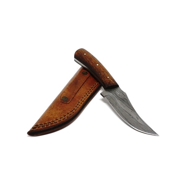 Damascus Steel Camping Trekking Utility Kitchen Tool Knife Blade 8 Inch Walnut Wood