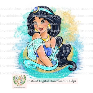 Princess Jasmine Digital design PNG file for sublimation & DIY projects-Princess Design-Instant Digital PNG Download