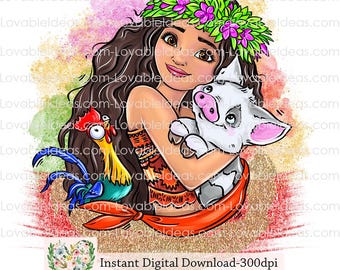 Moana Digital design PNG file for sublimation & DIY projects-Princess Design-Instant Digital PNG Download