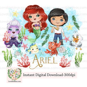 Princess Ariel Little Mermaid Digital design PNG file for sublimation & DIY projects-Princess Design-Instant Digital PNG Download
