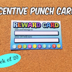 Set of 20 Reward Cards - Incentive Punch Cards