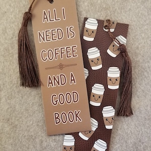 2x6&quot; Double-Sided Bookmark with Tassel- Coffee and a Good Book