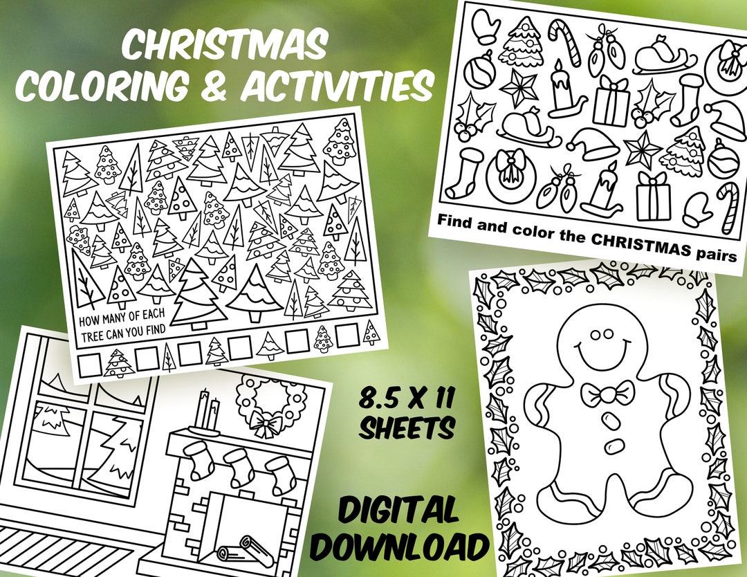 Printable Christmas Coloring and Activity Pages - Etsy