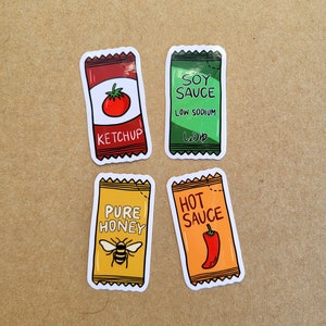 Glossy weatherproof sticker set - Sauce Packets