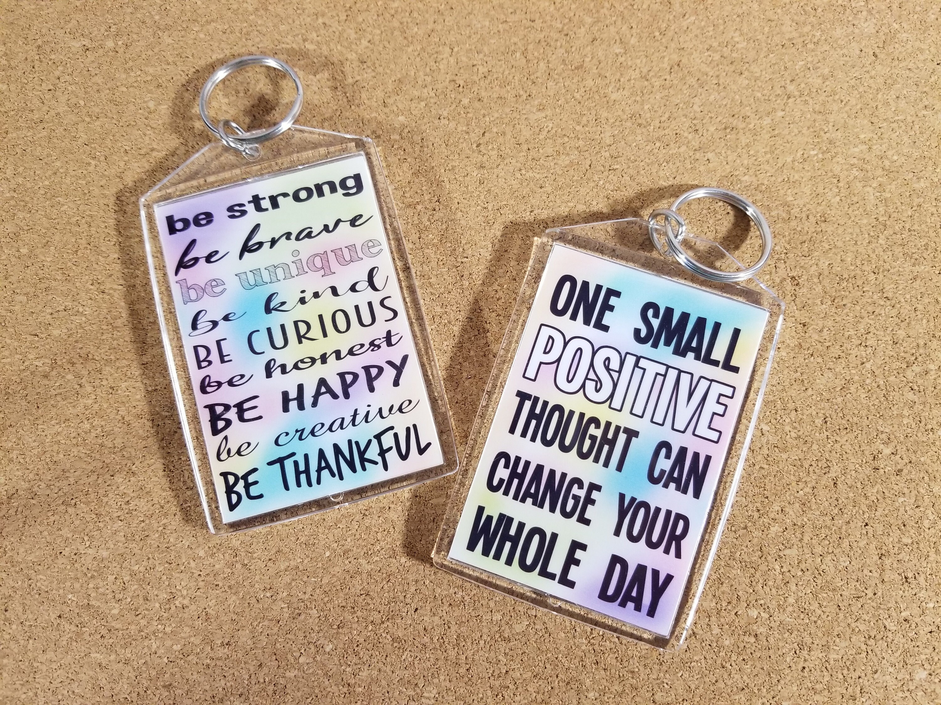 Posotive Keychains Double-sided Acrylic Keychain - Positive Thought - Etsy