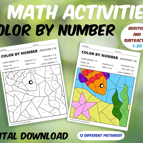 Math Activities - Printable - Color By Number